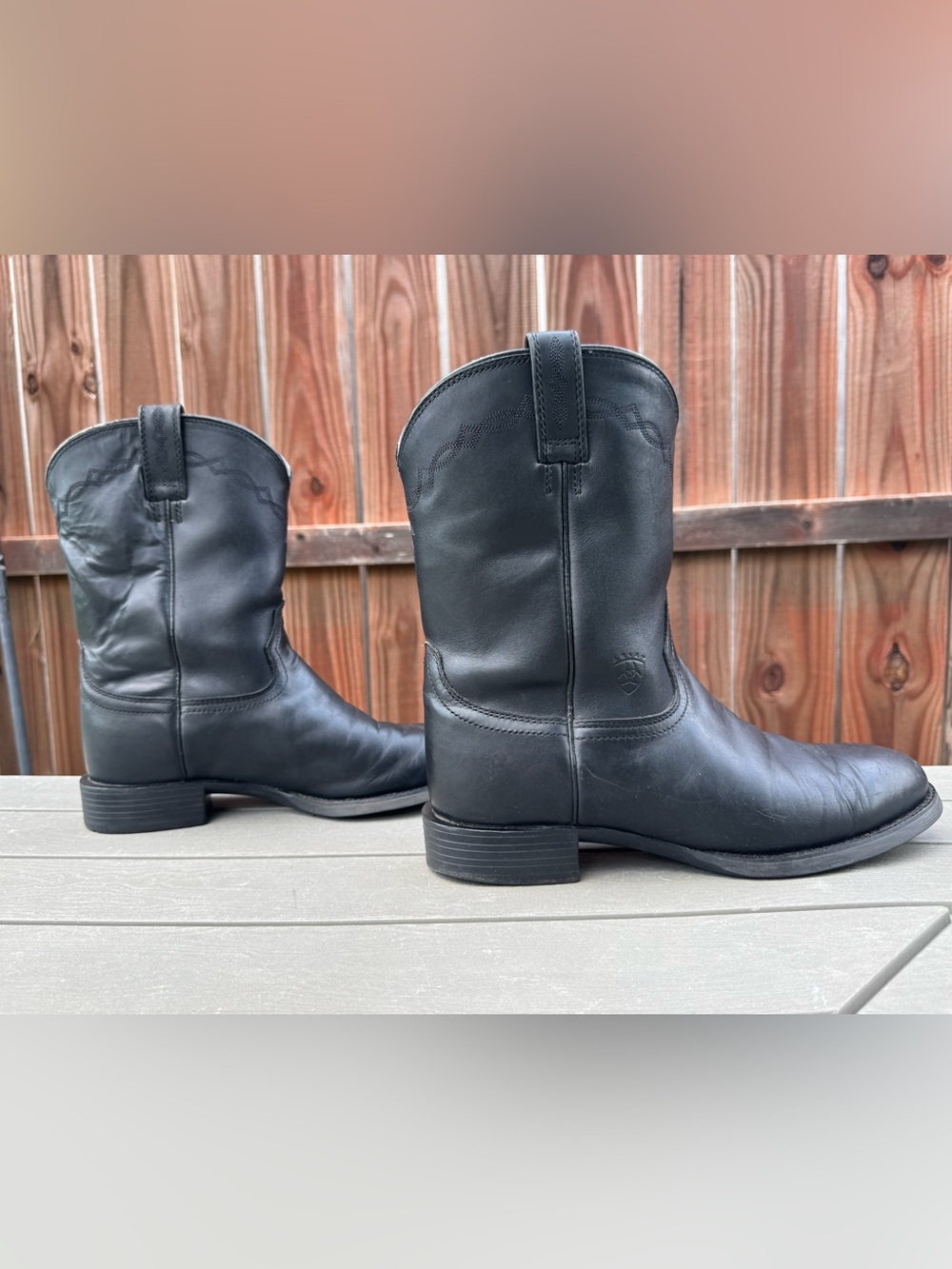 Ariat Heritage Roper Black Leather Western Boots Men’s 10EE Wide - Picture 7 of 16